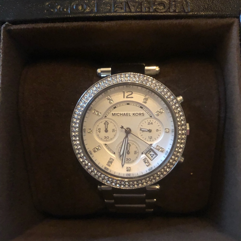 Michael Kors Crystal Bezel Stainless Steel Watch